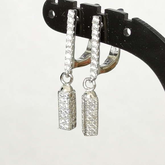 BAMCZ Jewelry - STERLING silver cz lever back earrings NWT